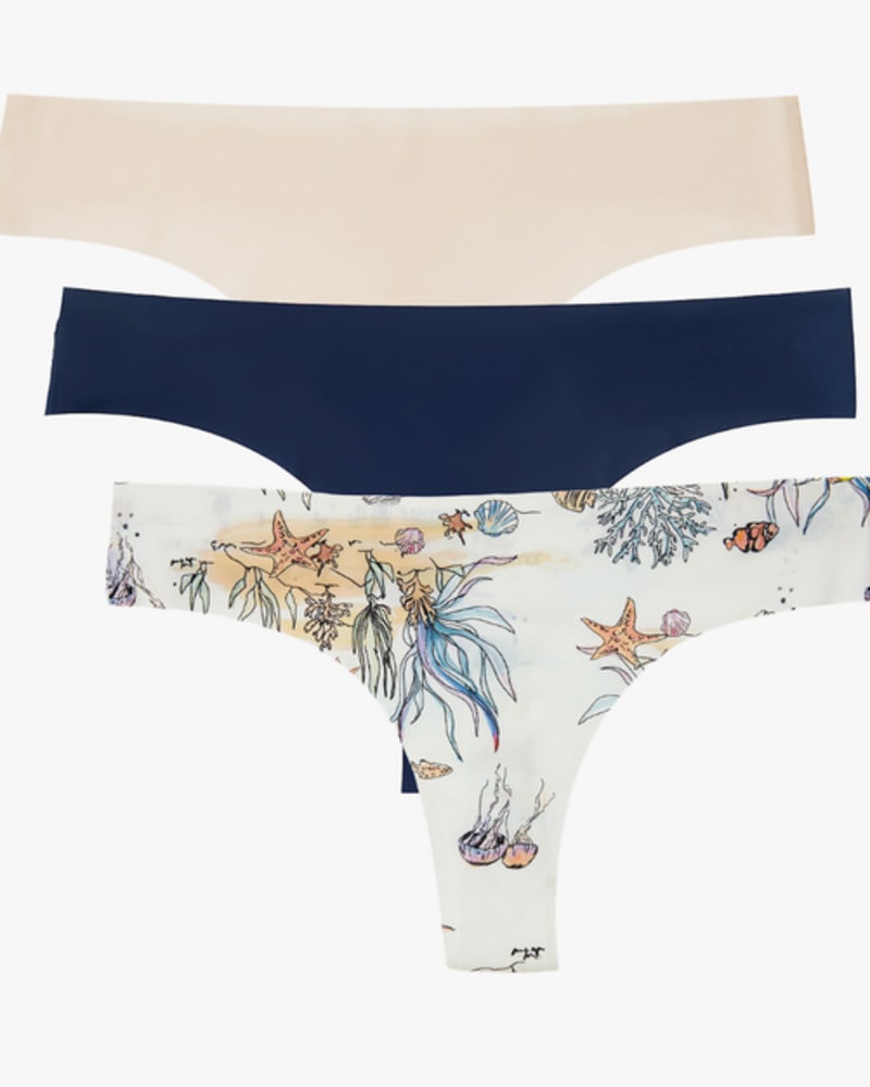 Front of a size Large VIP Thong Bundle in Sea Print by Uwila Warrior. | dia_product_style_image_id:242624